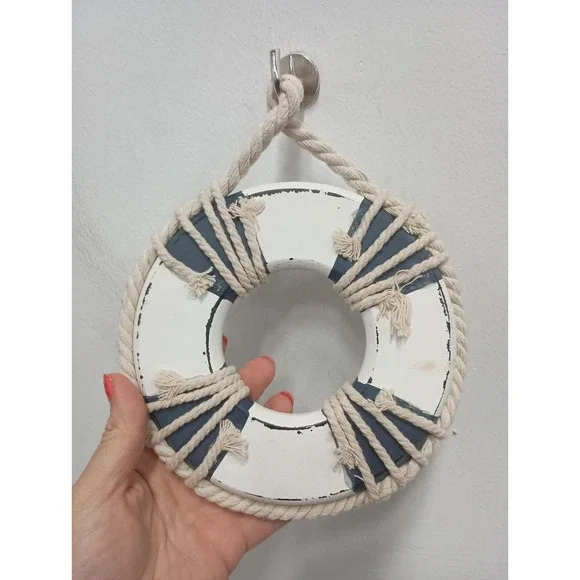 Wood Life Preserver Coastal Nautical Wall Hanging Towel Hook Mayrich Company - Picture 4 of 6